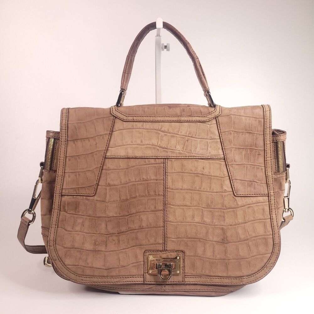 Rebecca Minkoff Crossbody Messenger Bag Purse 10x12 Amanda Brown Faux Croc